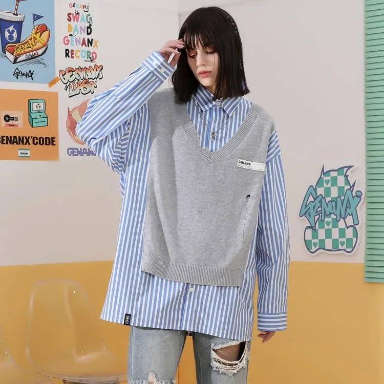 GENANX Shirts Unisex Blue White Stripes-3