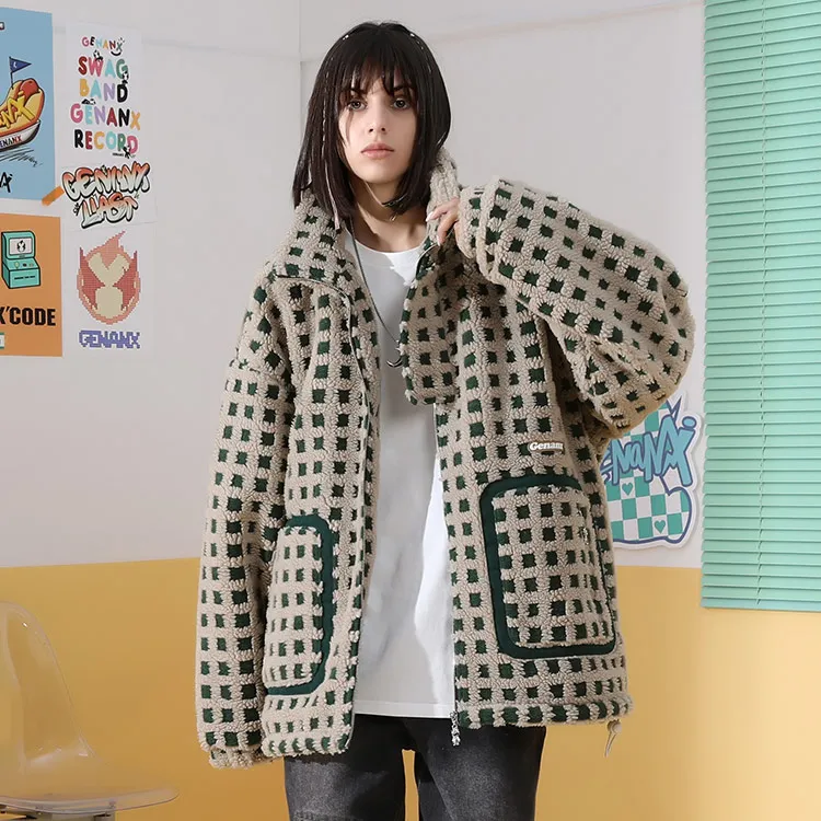 GENANX Puffer Jacket Unisex Green Plaid-2