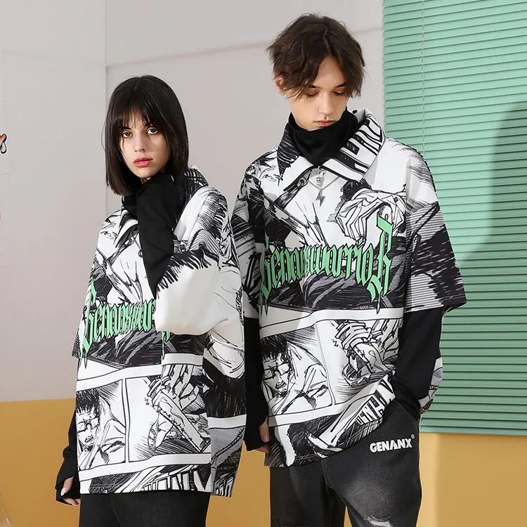 GENANX Sweatshirts Unisex White With Black Print-2