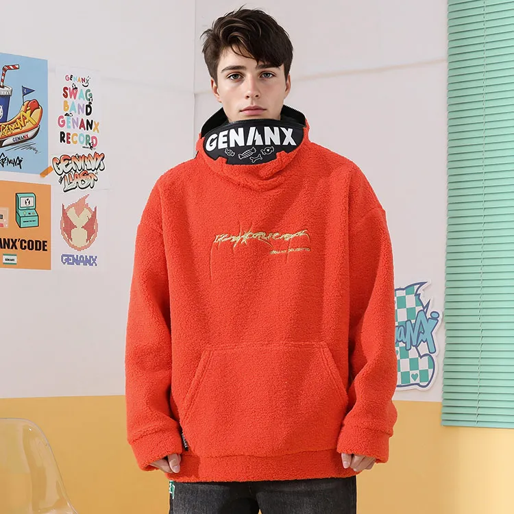 GENANX Sweatshirts Unisex Orange Red-3