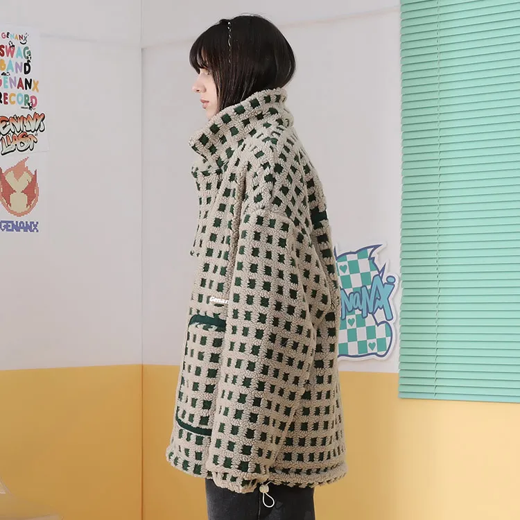 GENANX Puffer Jacket Unisex Green Plaid-3