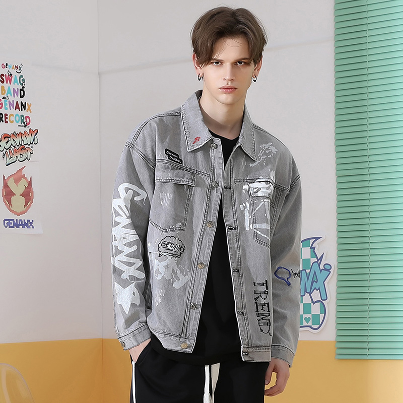 GENANX Denim Jacket Unisex Gray - Cheap Rcj Jordan Outlet