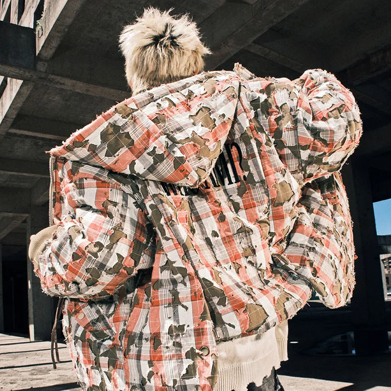 GENANX Puffer Jacket Unisex Pink Green Check/Beige Yellow-2