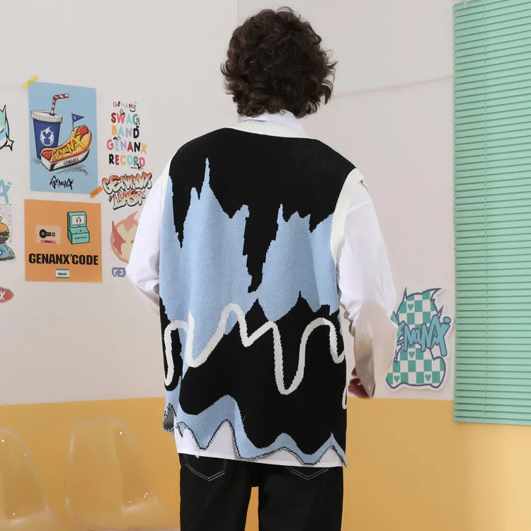 GENANX Sweater Unisex Black Blue-4