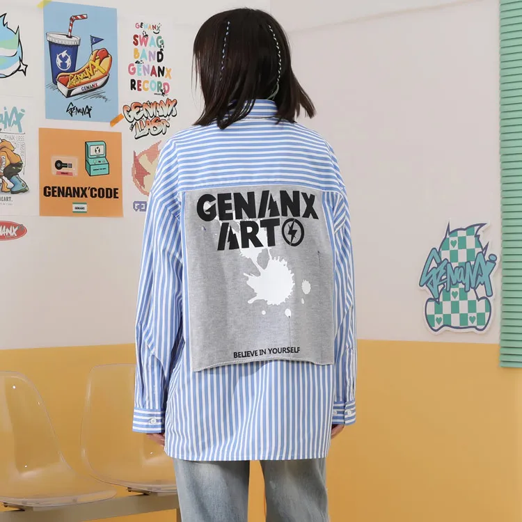 GENANX Shirts Unisex Blue White Stripes-5