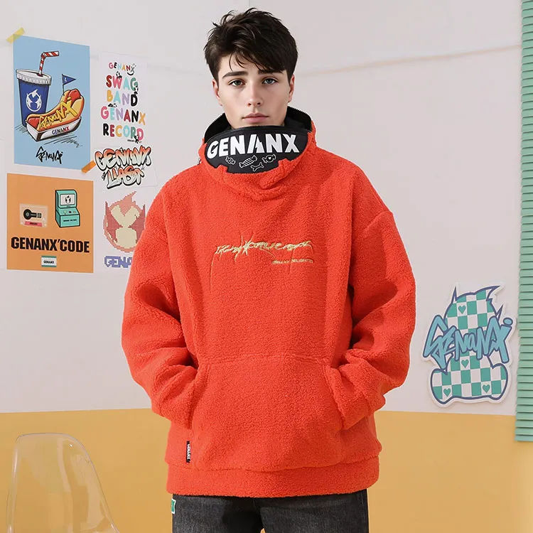 GENANX Sweatshirts Unisex Orange Red-2