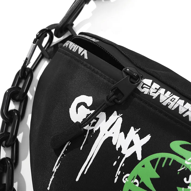 GENANX Polyester Polyamide Shoulder Bag Crossbody Bag Small Size Unisex Black/White-3