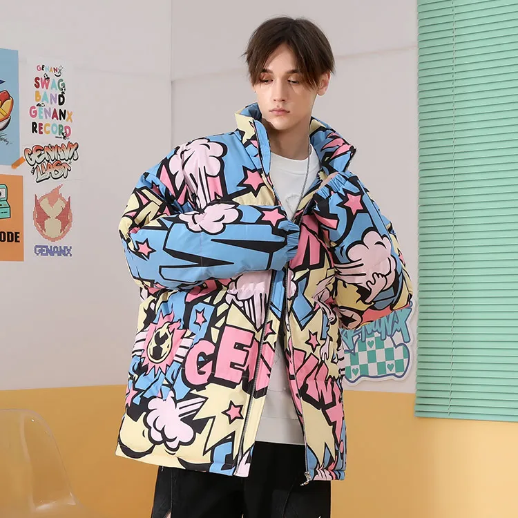 GENANX Puffer Jackets Unisex Individual Print-4