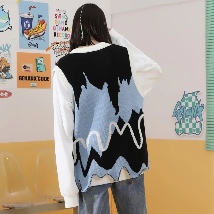 GENANX Sweater Unisex Black Blue-7