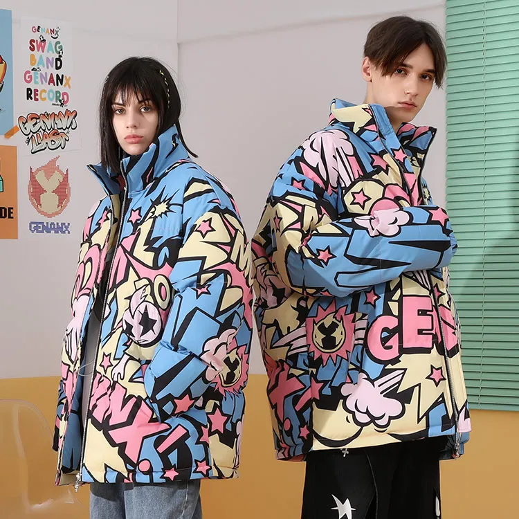 GENANX Puffer Jackets Unisex Individual Print-2