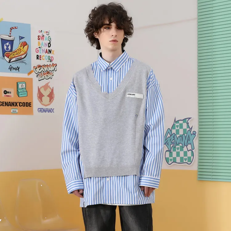 GENANX Shirts Unisex Blue White Stripes-2