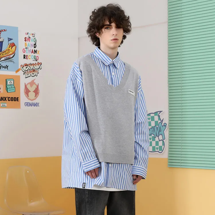 GENANX Shirts Unisex Blue White Stripes-4