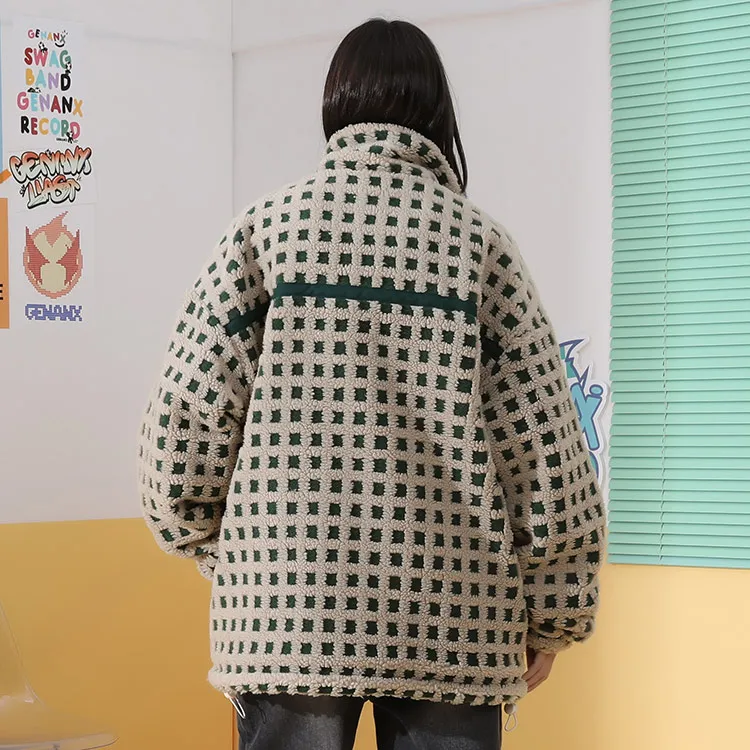 GENANX Puffer Jacket Unisex Green Plaid-4
