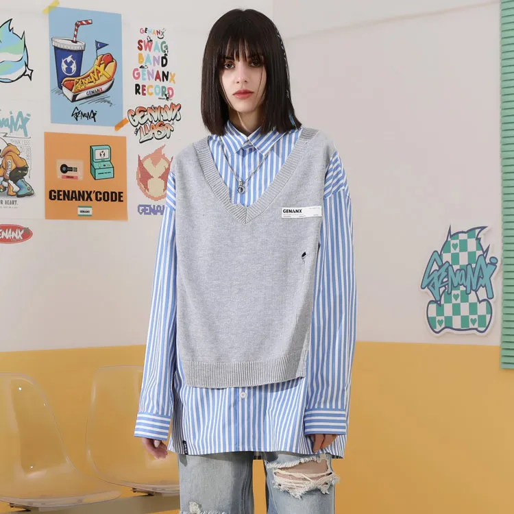 GENANX Shirts Unisex Blue White Stripes-7