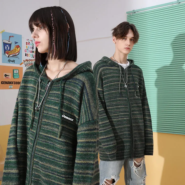 GENANX Sweaters Unisex Green-2