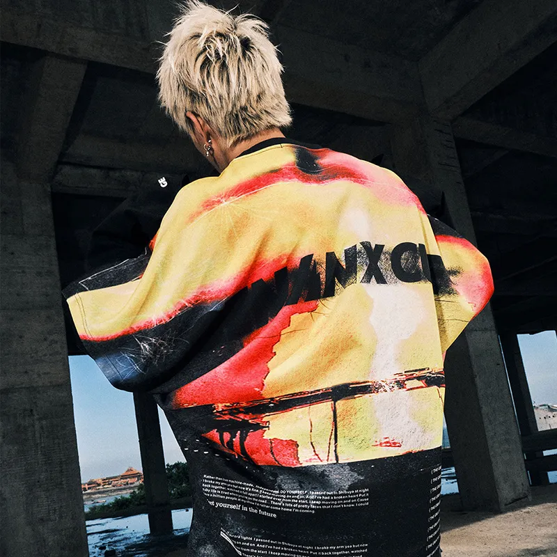 GENANX Sweatshirts Men Black Yellow Print-2