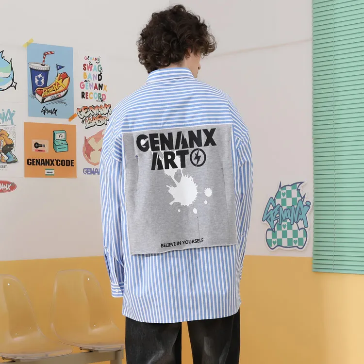 GENANX Shirts Unisex Blue White Stripes-6
