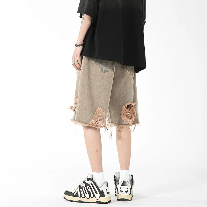 AI3 Denim Shorts Unisex Yellow Mud-3