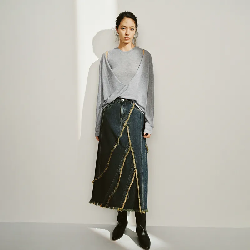 UR Denim Long Skirt Women's Indigo-2