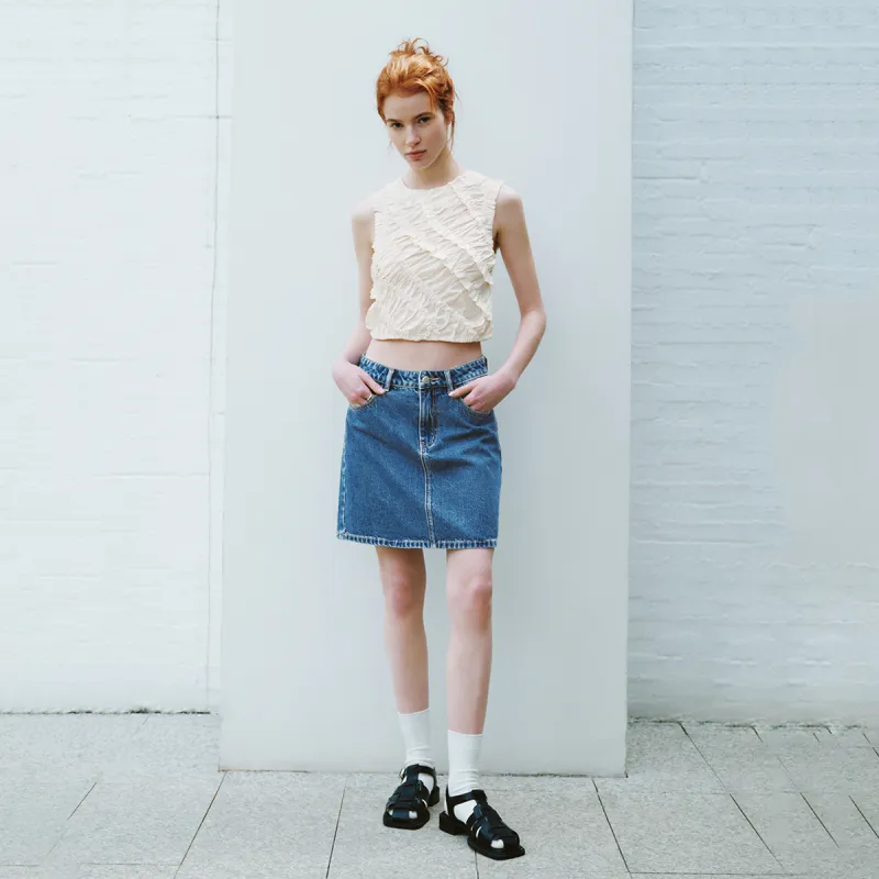 URBAN REVIVO Denim Short Skirts Women's Blue-4