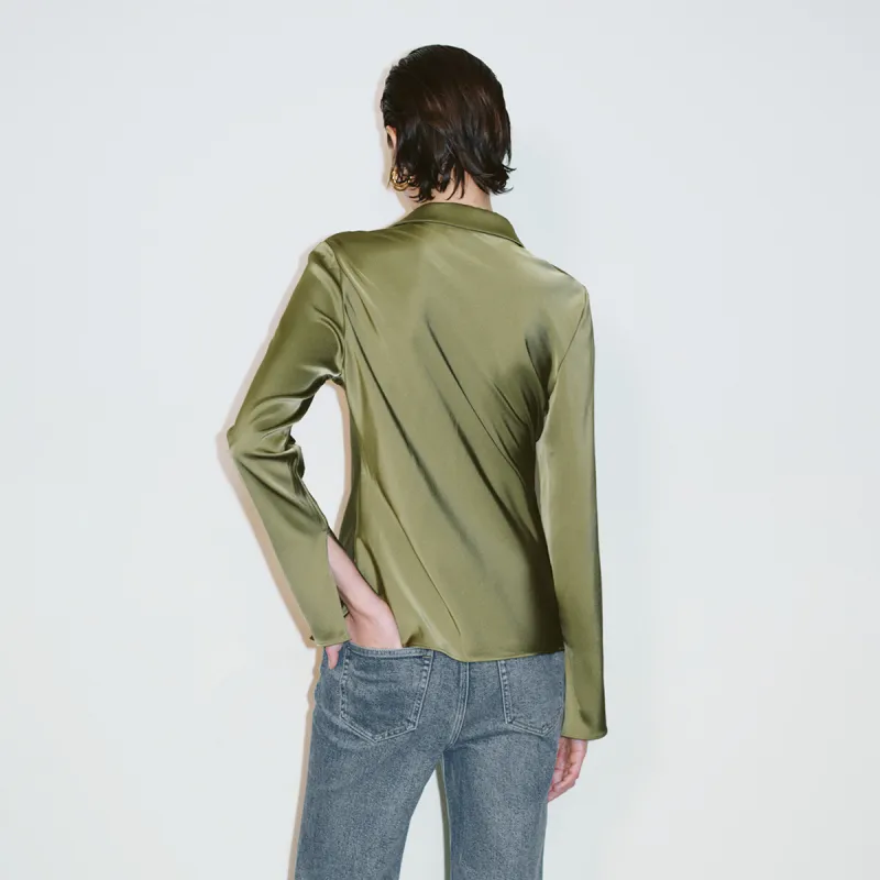 URBAN REVIVO Shirt Women's Khaki Green-2