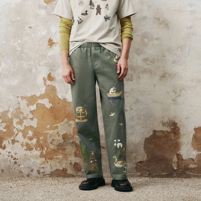 URBAN REVIVO Casual Pants Men's Army Green-2