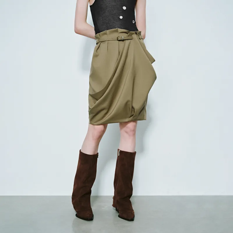 URBAN REVIVO Casual Short Skirts Women's Khaki-2