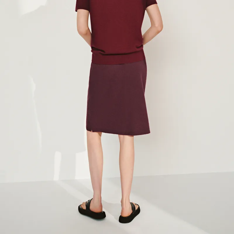 URBAN REVIVO Casual Short Skirts Women's Burgundy-4
