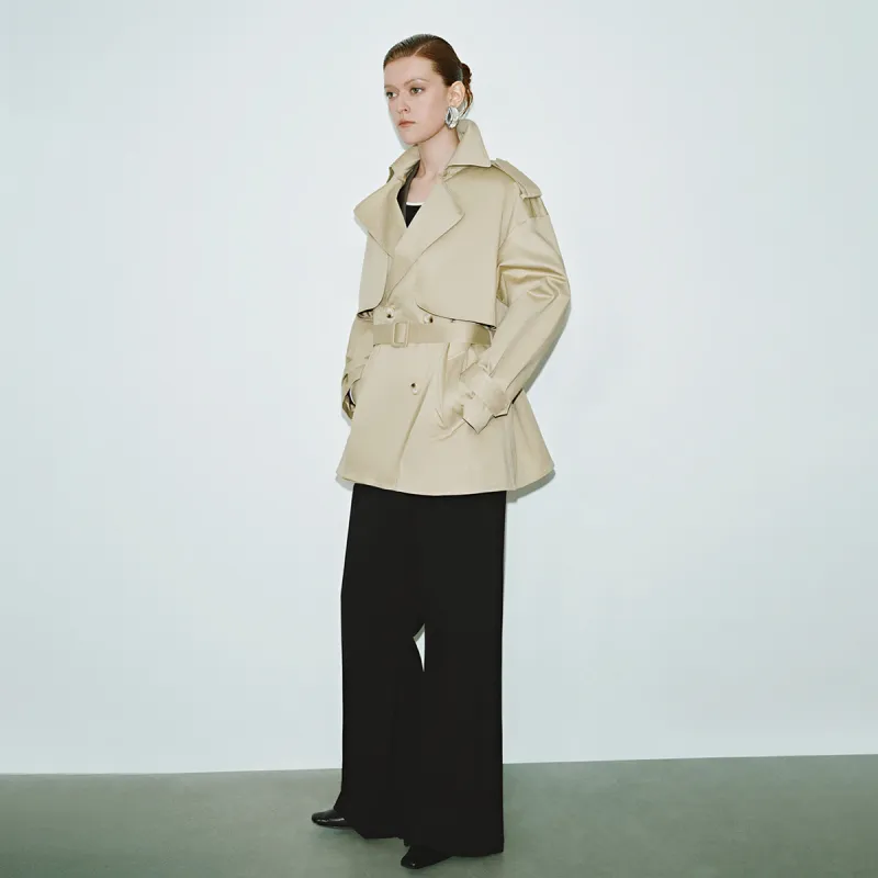 URBAN REVIVO Trench Coat Women's Khaki-4
