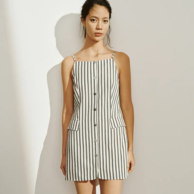 UR Slip Dress Women's Black Stripes-5