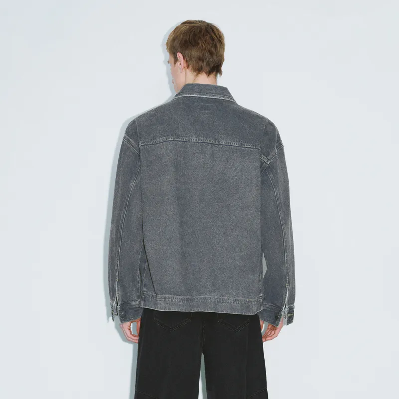 URBAN REVIVO Denim Jacket Men's Dark Gray-2