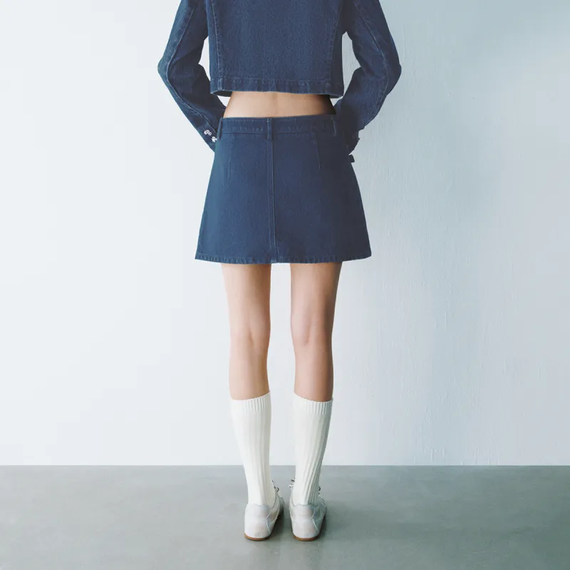 URBAN REVIVO Denim Short Skirts Women's Blue-3