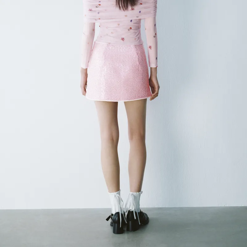 URBAN REVIVO Casual Short Skirts Women's Pink-4