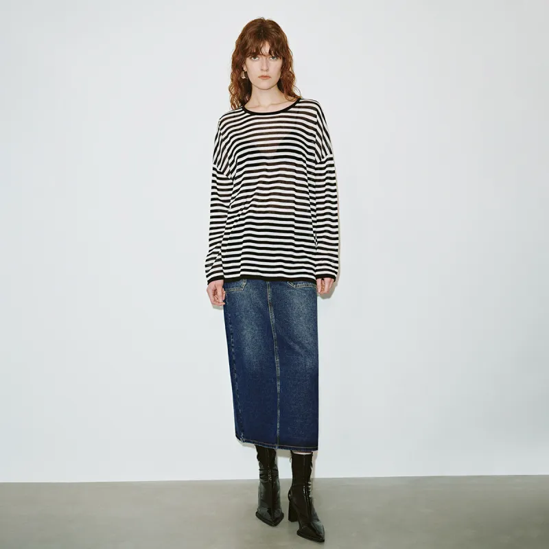 UR Denim Long Skirt Women's Blue-3