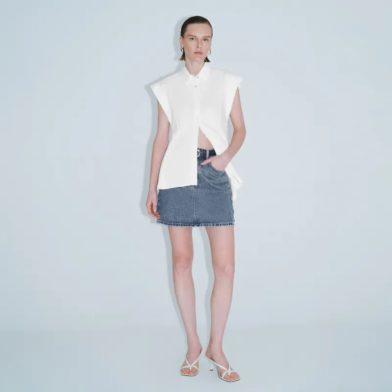 URBAN REVIVO Denim Short Skirts Women's Blue-4