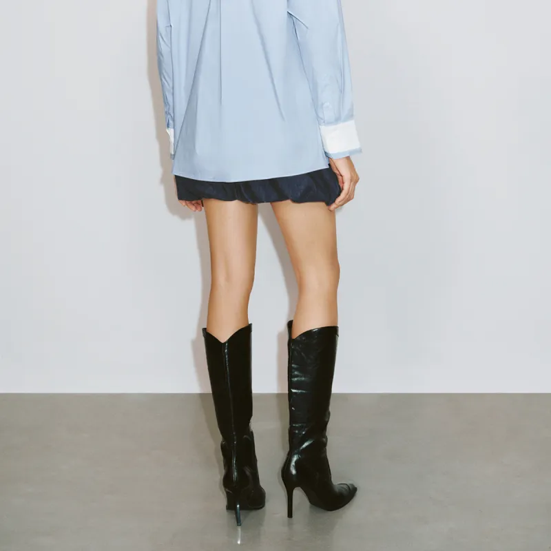 URBAN REVIVO Denim Short Skirts Women's Indigo-4