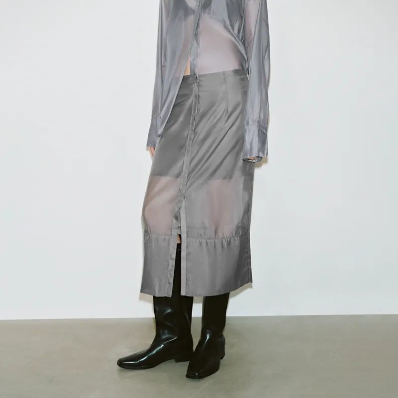 URBAN REVIVO Casual Long Skirt Women's Cool Gray-5
