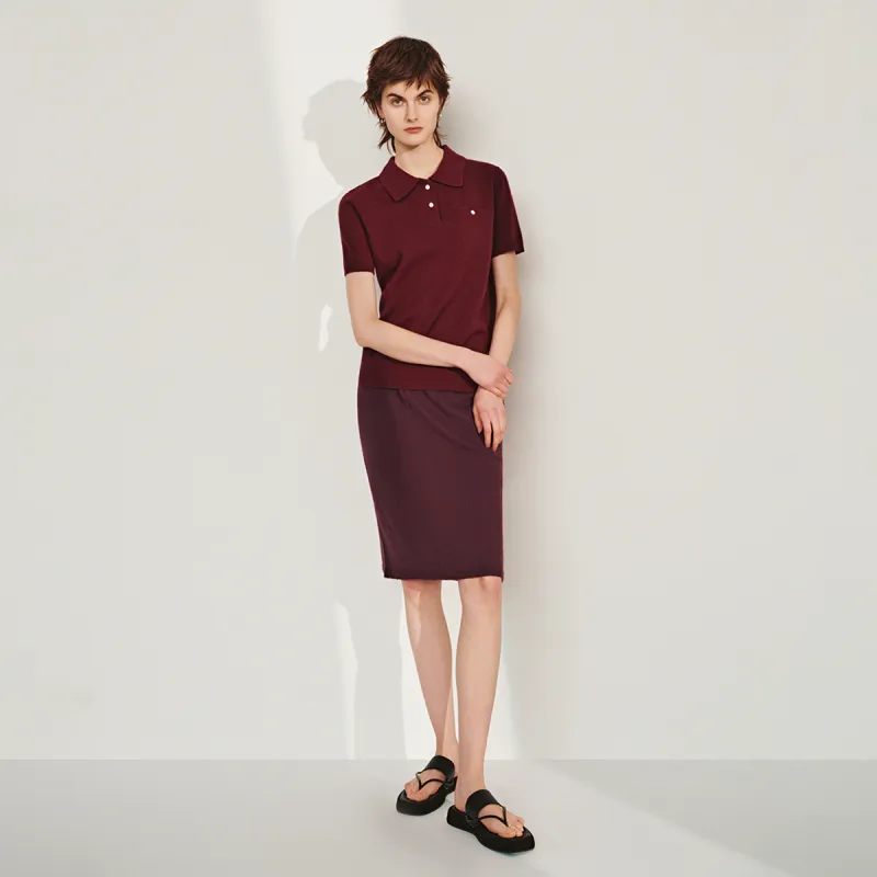 URBAN REVIVO Casual Short Skirts Women's Burgundy-3
