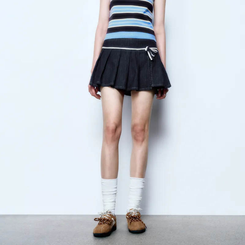 URBAN REVIVO Denim Short Skirts Women's Indigo-3