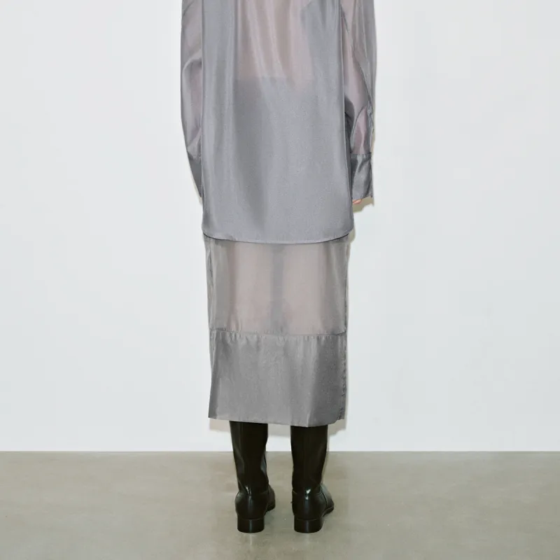 URBAN REVIVO Casual Long Skirt Women's Cool Gray-4