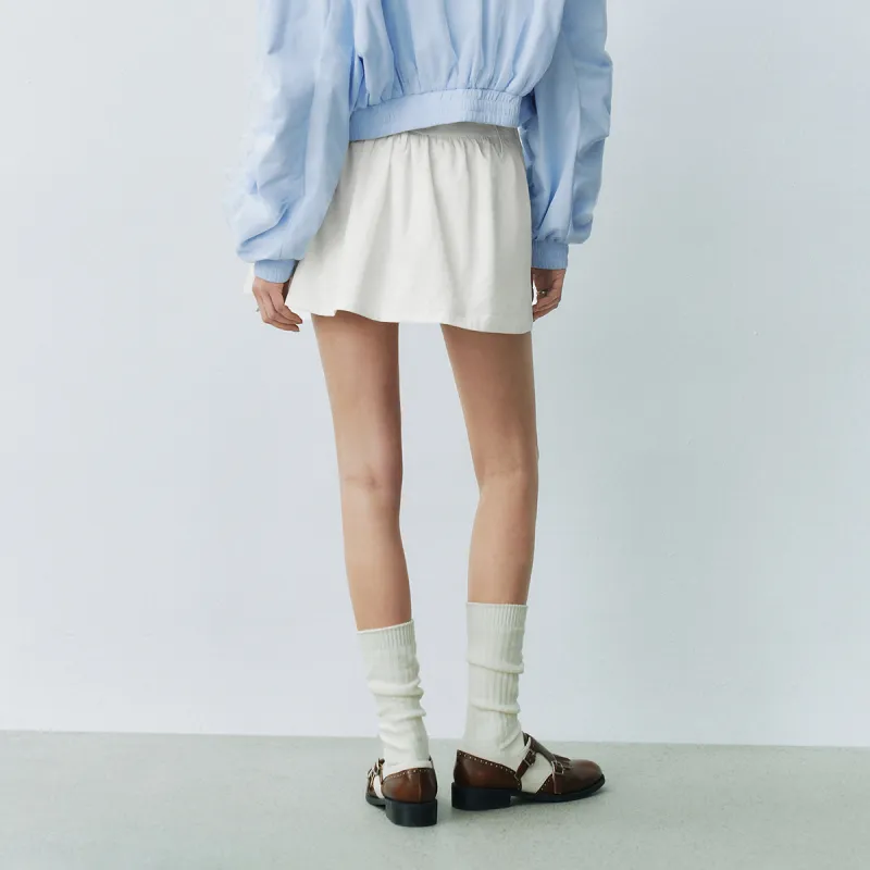 URBAN REVIVO Casual Short Skirts Women's Raw White-3