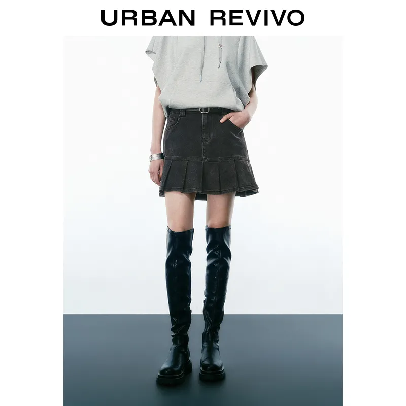 URBAN REVIVO Denim Short Skirts Women's-2