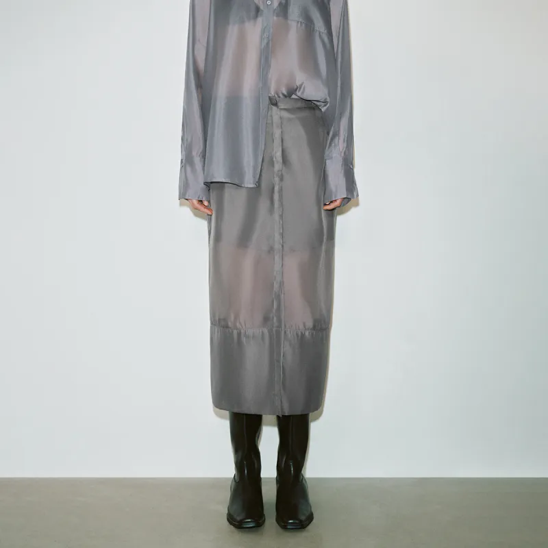 URBAN REVIVO Casual Long Skirt Women's Cool Gray-2
