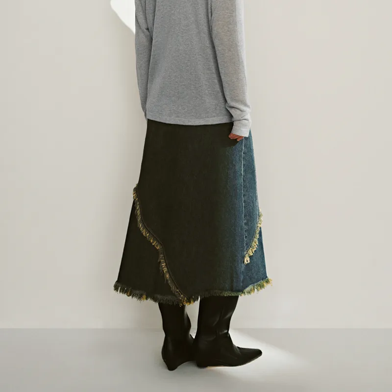 UR Denim Long Skirt Women's Indigo-3
