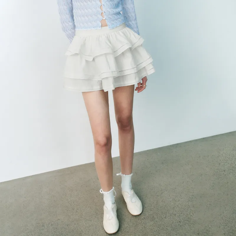 URBAN REVIVO Casual Short Skirts Women's Raw White-2