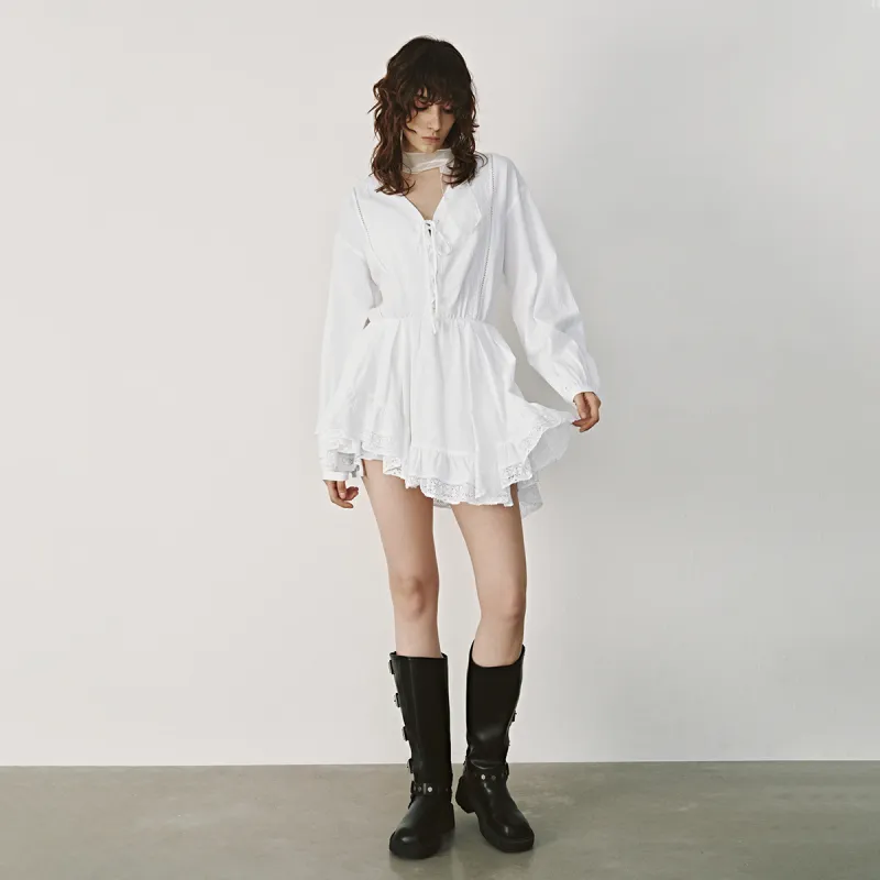URBAN REVIVO Long Sleeved Dress Women's Raw White-2