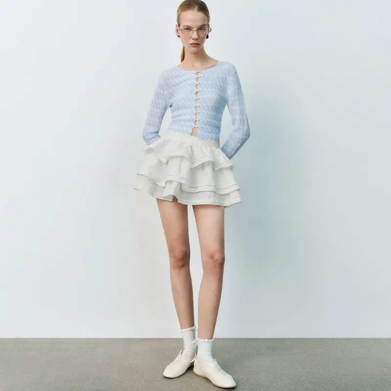 URBAN REVIVO Casual Short Skirts Women's Raw White-3
