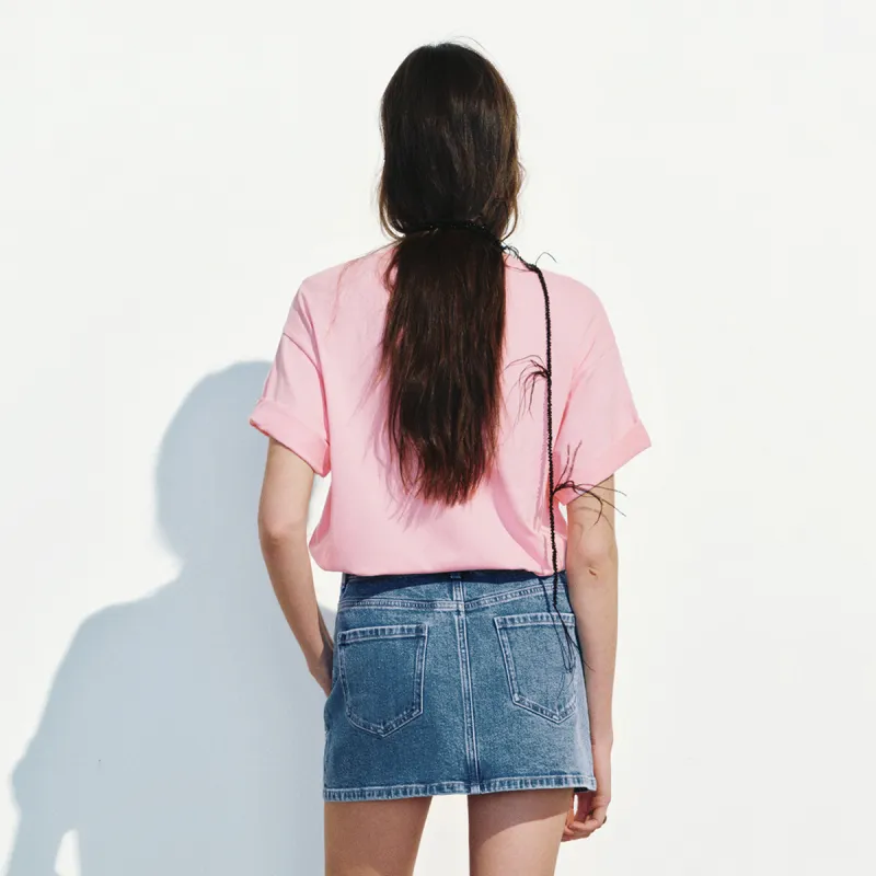 URBAN REVIVO Drop Shoulder Sleeve T Shirt Women's Fuchsia-2
