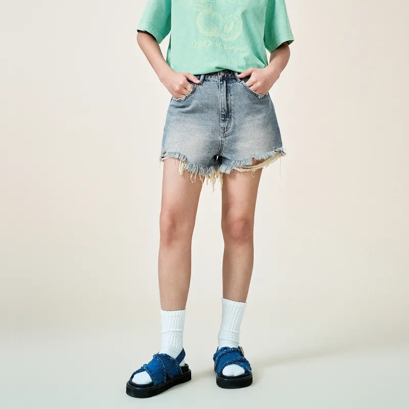 URBAN REVIVO Denim Shorts Women's Blue-4