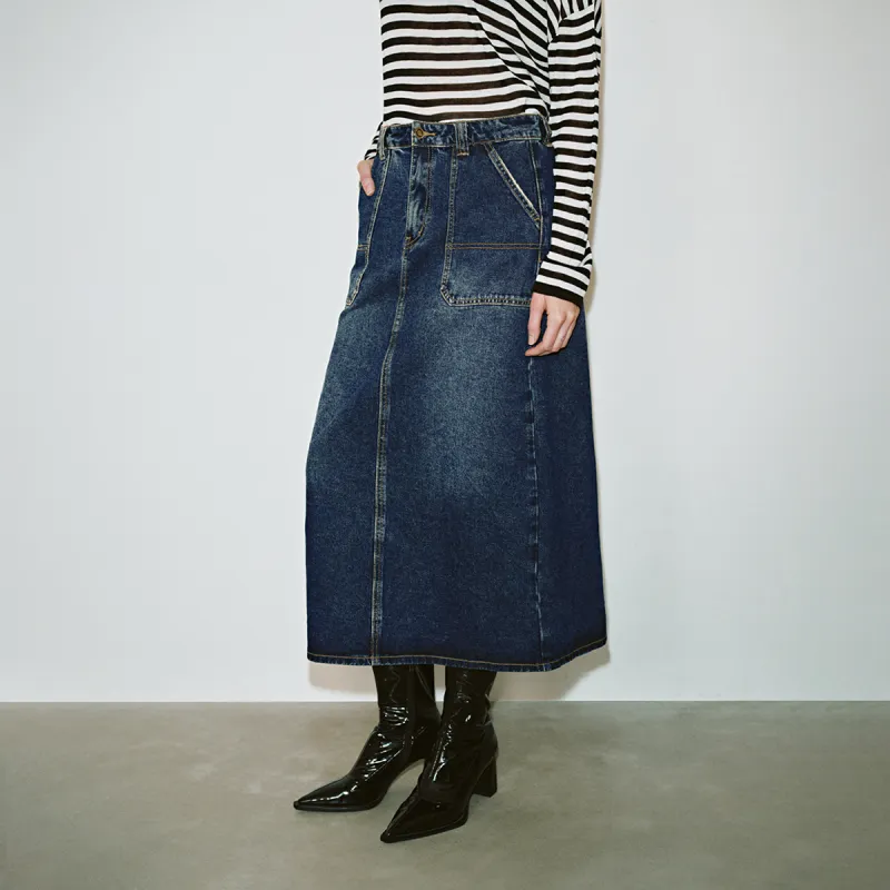 UR Denim Long Skirt Women's Blue-6